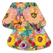 Wipe-Clean Reversible Wedge Shaped Placemats, Bold Blooms, Set of 4