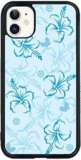 Seconddog for iPhone 7/8/SE Case Cute Kawaii Blue Hibiscus Hawaiian Flower Floral Aesthetic Phone Case for Girls Preppy Women and Teens Men