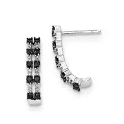 14K White Gold Black u0026 White Real Diamond Post Earrings