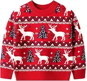 [YIRONGWANG] Girls Sweater Ugly Christmas Knit Pullover Kids Reindeer Elk Snowman Winter Boys Christmas Sweatshirts Tops 3-7T