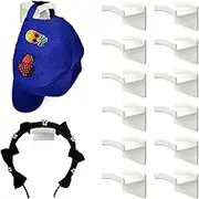 Hat Hooks for Wall, Headband Holder Adhesive No Drilling Hat Racks Organizer for Door Closet, White, 14-Pack