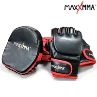 在飛比找momo購物網優惠-【MaxxMMA】混合格鬥手套+小手靶-紅黑(拳擊手套 散打