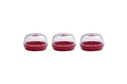 3x Cuisena 11cm Plastic Fresh Fruit Veggie Keeper Pod Food Storage Container Red