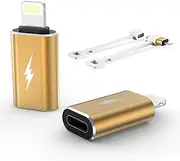 TechMatte USB C Type C to Lightning Adapter [2 Pack] 12W Charging Compatible for iPhone 14 & Previous Models iPad iPod AirPods, Not for Headphones/OTG Android Anti-Lost Holder, Light Yellow
