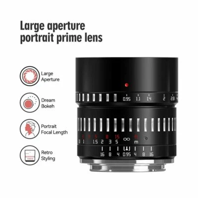 TTArtisan 50mm F0.95 MF Manual Lens for Sony Nikon Canon Fuji M43 L-mount Camera