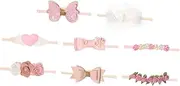 HANABASS 8Pcs Flower Hair Bow Headbands for Elastic Comfortable Hair Accessories for Newborns and Adorable Floral Design for Every Occasion