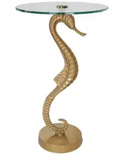 Sagebrook Home Glass 25in Seahorse Side Table