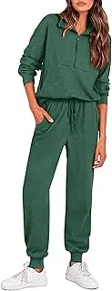 [PRETTYGARDEN] Womens 2 Piece Sweatsuits Set Long Sleeve Half Zip Pullover Sweatshirt Joggers Sweatpants Fall Outfits Tracksuit
