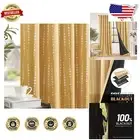 Versatile Linen Curtains - 96"L Moon Pattern Blackout Drapes (Set of 2)