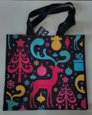 SKILCRAFT LAMINATED LARGE TOTE UTILITY BAG REINDEER 6.5 Gallon Navy Pink NWT