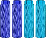 HARFINGTON 2 Pairs Bike Pegs Aluminum Alloy Rear Stunt Pegs Anti-Skid Back Seat Stands Fit 3/8" Axles for Mountain Bike, Blue & Sky Blue