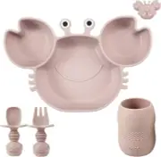 PandaEar Silicone Baby Feeding Set| Silicone Divided Suction Crab Plate and Tiny