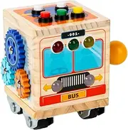 Wooden Bus Toy | Interactive Bus Model Wooden Truck,Early Learning Educational Tool Cute Toddler Car Model for Home Kindergarten