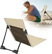 Camping Floor Chair Outdoor Folding Beach Chair Lightweight Beach Mat Lounge Chair Easy to Fold and Carry Beach Lounger Outdoor Foldable Chair with Storage Bag for Fishing Hiking Beach (Beige)