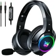 Gaming Stereo PS4 Headset Microphone RGB LED Lights Noise Cancelling PS5 Nintendo Switch Xbox One PC Mac Comfort Audio