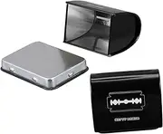 2pcs Razor Blade Storage Box Razor Tin Barber Blade Disposal Container Portable Trash Can Razor Blade Disposal Reusable Small Sharps Container Salon Scissors Razor Women
