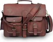 Brown Leather Briefcase for Men Vintage Mens Messenger Bag Genuine Leather Lapto