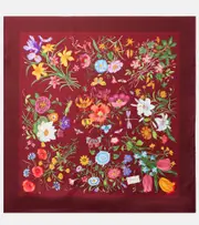 [Gucci] Gucci Gucci Flora silk twill scarf One Size burgundy