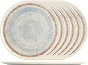 H&H Set of 6 Pizza Plates, Sky, Blue Decoration, Stoneware Porcelain, 32 cm