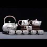 Pure Silver 1490g Tea Set Sterling Silver Kettle Silver Teapot Six Cups Fair Cup