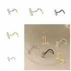 Opal Nostril Zircon Nose Screw Studs Geometric Punk Women