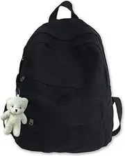 PRLINJSK Cute Canvas Backpacks for Women Girls, Aesthetic Laptop Bookbag Vintage Backpack for College High School