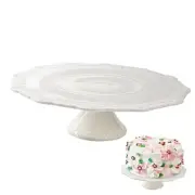 Round White Ceramic Cake Stand, Decorative Cupcake Stand, Dessert 10 Inch