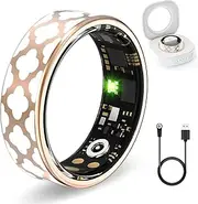 Health Rings for Women, Fitness Tracker with Heart Rate,Blood Oxygen, Blood Pressure, Sleep Tracker, Step Tracker, No Subscription Fee, IP68 Waterproof Smart Ring for iphone & Android (Rose Gold, 9#)
