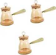 Amosfun 3pcs Versatile Coffee Teapot Set: Glass Pot with Long Handle Manual Maker for Tea or Coffee for Home