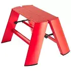 Metaphys Lucano 1 Step Stool 9.5" Foldable Ladder Wide Step Type Red Hasegawa