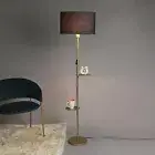 Double Shelf Gold Metal Floor Lamp with Black Color Oval Shape for Home