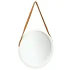 White Wall Mirror with Strap 50cm Decorative Home Accent Modern Design