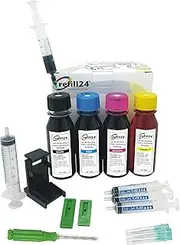 Refill24 Refill Set: Refill Ink 400 ml for Canon PG-540, PG-541, PG540 XL, PG541 XL Black and Colour + Accessories + Instructions for Pixma MG, MX, TS Series Printers