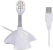 USB Microphone Studio Speech C ting Singing KTV Karaoke Mic for PC Laptop with Holder(White) White One Size