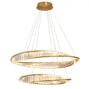 Eli & Co. Lighting Vela Twin Ring Crystal Chandelier – Gold Finish
