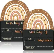 Vicenpal First and Last Day of School Chalkboard 13.8 x 10 Inch Rainbow Reusable Double Sided Back to School Sign with Age Date Printing for Kids Preschool Kindergarten