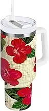 RPLIFE Red Hibiscus Flowers 40 Oz Tumbler with Handle, 30 Oz Tumbler, Travel Coffee Tumbler