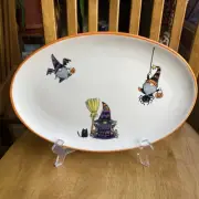 Cobwebs & Cauldrons Halloween GNOME Witch Platter Tray Plate NWT