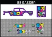 HotWheels(1/64),55 Gasser "Teen Titans Go" Waterslide,Printed White First,Decals