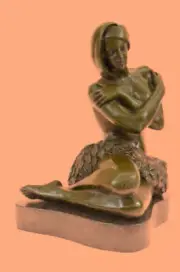 Bronze Hawaiian Nude Hula Dancer Lei Male Statue Sculpture Figurine Decor Decor