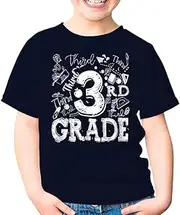 [SDVN] 3rd Third Grade Typography Student Back to School Unisex Kids Shirt Gift Boy Girl Youth T-Shirt (Navy;L)