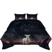 Scary Art the Lamb and the Dragon Coverlet