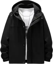 [JEShifangjiusu] Men'S Packable Rain Jacket Windbreaker Outdoor Waterproof Hooded Jackets Lightweight Classic Cycling Raincoat