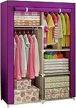 Portable Wardrobe Shelves, Canvas Wardrobe with Hanging Rail, Shelves, Clothes Closet Storage Organizer for Bedroom, Living Room,Purple-88x45x166cm