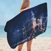 Scary Haunted House Halloween Microfiber Beach Towel