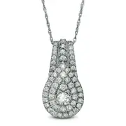 0.75 CT. T.W. Natural Diamond Double Teardrop Frame Antique Vintage-Style Pendant in 10K White Gold