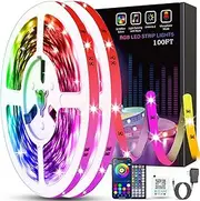 Bluetooth LED Strip Lights 30m, Tenmiro 100ft RGB LED Lights with Remote&App Control, Flexible DIY Multi-Colour Music Sync Timing for Kitchen, Bedroom,Party,PC Decoration (2x15m)