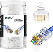 CAT6a Cat6 CAT5e Pass Through RJ45 Modular Plug Network Connectors UTP 30μ Gold-Plated 1.1mm Hole End for Ethernet Cable (200 Pack)