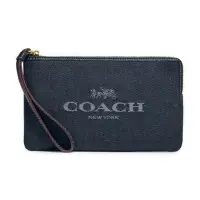 在飛比找momo購物網優惠-【COACH】丹寧藍coach logo大手拿包(CH386