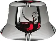 [DRTGEDS] Wine Glass Printing Outdoor Sun Bucket Hat Protection Safari Cap Wide Brim Fishing Hat for Hunting Boating